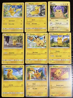 Pokemon TCG Pikachu Collection From 9 Different Art/Set English Cards NM - Image 1