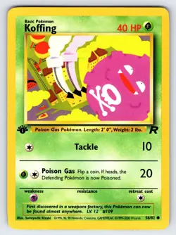 Koffing 58/82 2000 Team Rocket 1st Edition Pokemon Card TCG Vintage WOTC - VLP - Image 1