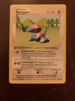 First Edition Porygon 039/102 Base Set (Shadowless) Pokemon Card - Image 1