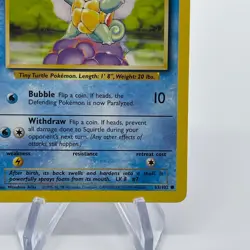 Squirtle 63/102 - Common 1999 English Base Set Pokemon Card - Near Mint & LP - Image 5