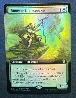 MTG Llanowar Loamspeaker 428 Extended Art FOIL Promo Magic the Gathering - Image 1