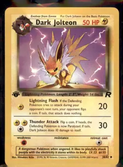 Dark Jolteon 38/82 Team Rocket 1st Edition Non Holo Pokemon Card - Image 1