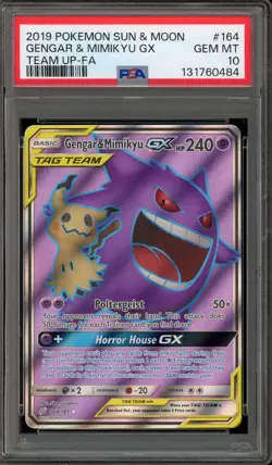 Pokemon Gengar & Mimikyu GX Team Up Full Art #164 PSA 10 Gem Mint - Image 1
