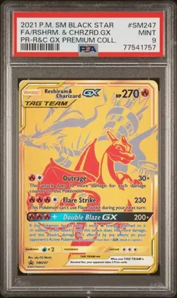 Pokemon TCG PSA 9 Reshiram & Charizard GX SM Black Star Promos SM247 - Image 1