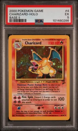 2000 POKEMON BASE SET 2 #4 CHARIZARD-HOLO PSA 5 - Image 1