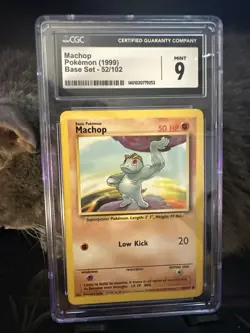 1999 MACHOP POKEMON BASE SET- SHADOWLESS - 52 / 102 - CGC MINT 9 GRADED - Image 1