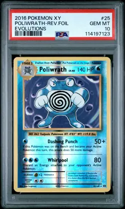 2016 Pokemon Xy Evolutions Poliwrath-Rev. Foil Evolutions PSA 10 #25 - Image 1