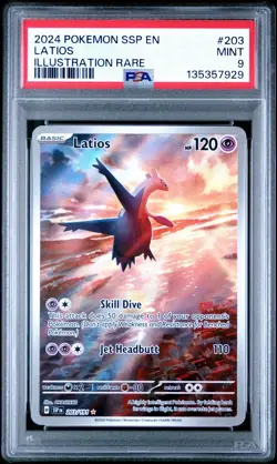 2024 POKEMON SSP EN-SURGING SPARKS ILLUSTRATION RARE #203 LATIOS PSA 9 - Image 1