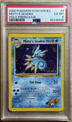 2000 POKEMON GYM HEROES #9 MISTY'S SEADRA HOLO PRERELEASE PSA 6 - Image 1