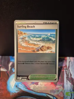 Surfing Beach 129/132 Reverse Holo Pokemon TCG: Mega Evolution Near Mint (NM) - Image 1