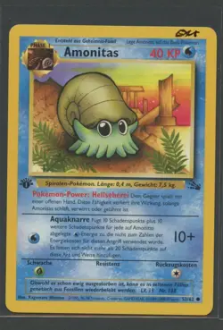 Amonitas 1. Edition | Fossil 52/62 | Pokemon Karte Deutsch EXC+ 2000 WOTC - Image 1