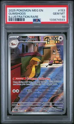2025 Pokemon Meg EN-Mega Evolution Gumshoos Illustration Rare PSA 10 #153 Trump - Image 1