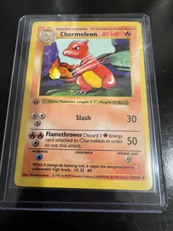 Pokemon TCG Charmeleon Base Set 24/102 Regular 1st Edition Uncommon Shadowless - Image 1
