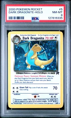 2000 POKEMON ROCKET #5 DARK DRAGONITE-HOLO PSA 8 - Image 1