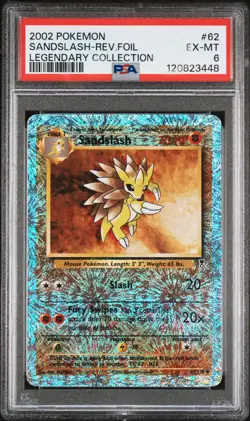 2002 Pokemon Legendary Collection Sandslash Reverse Holo Foil #62 PSA 6 - Image 1