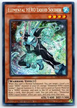 Elemental Hero Liquid Soldier LDS3-EN103 - SECRET RARE - 1st Edition YuGiOh NM - Image 1