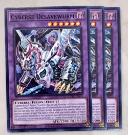 Yugioh! 3x Cyberse Desavewurm CYAC-EN034 Common 1st Ed NM - Image 1
