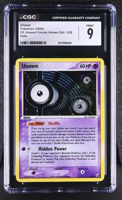 CGC 9 MINT Unown 2005 EX Unseen Forces Unown Set I/28 Holo Pokemon Card - Image 1