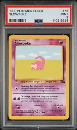 Pokemon Unlimited Fossil #55 Slowpoke PSA 9 Card MINT Trusted Seller! Free Ship! - Image 1
