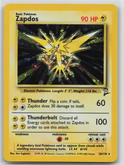 Zapdos Base Set 2 Holo Pokemon Card WOTC NM - Image 1