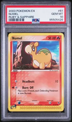 PSA 10 GEM MINT Numel 61/109 ex Ruby & Sapphire 2003 Pokemon Card - Image 1