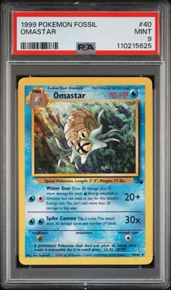 Pokemon Unlimited Fossil # 40 Omastar PSA 9 Card MINT Trusted Seller! Free Ship! - Image 1