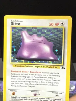 Pokemon Card Ditto 3/62 Fossil Set Rare Holo WOTC Played - Image 2