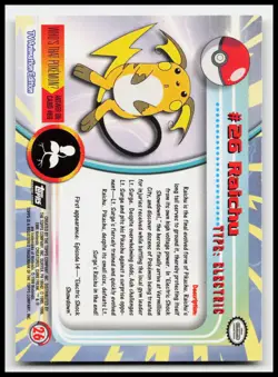 Raichu #26 Flames Black Topps Holo Foil TV Animation Pokemon Card - Image 2