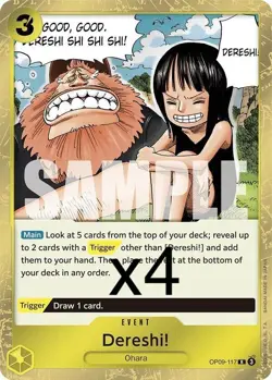 4X One Piece Card Game Dereshi! OP09-117 Rare NM - Image 1