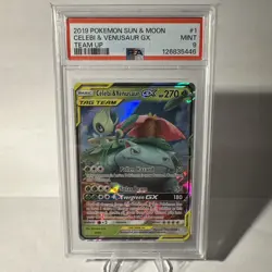 Pokemon TCG Celebi & Venusaur GX Holo Ultra Rare Card Team Up 1/181 PSA 9 - Image 1