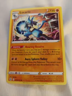 Pre-Release Exclusive Lucario (79/172) Non-Holographic Pokemon card - Image 2