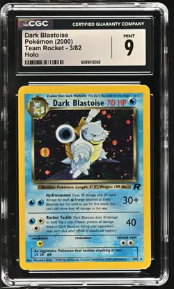 CGC 9 MINT Dark Blastoise 2000 Team Rocket 3/82 Holo Pokemon Card - Image 1