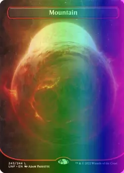 MTG Magic the Gathering Mountain (243/689) Unfinity LP FOIL - Image 1