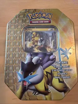 POKEMON RAIKOU LEGENDARY TIN BOX SEALED 4 BOOSTERS 2 FOILS 2010 SO RARE !! - Image 1