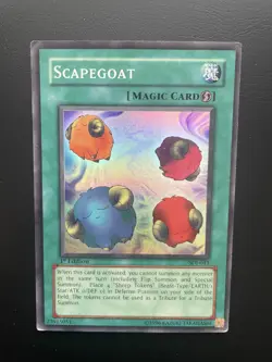 Yugioh Scapegoat SDJ-041 Super Rare 1st Edition Damaged - Image 1