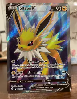 Pokemon TCG Jolteon V Full Art 177/203 SWSH07 Card Evolving Skies Holo NM - Image 1
