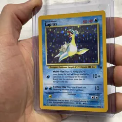 Pokemon TCG Lapras 10/62 Holo Unlimited Fossil Pokemon Card WOTC LP Vintage Rare - Image 2