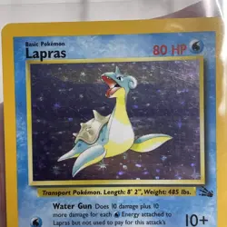 Pokemon TCG Lapras 10/62 Holo Unlimited Fossil Pokemon Card WOTC LP Vintage Rare - Image 3