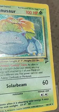 Venusaur 18/130 Base Set 2 2000 Holo Rare Vintage WOTC Pokemon Card - Image 3