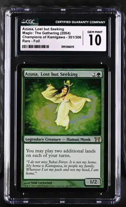 AZUSA, LOST BUT SEEKING Champions of Kamigawa Foil CGC 10 Gem Mint MTG [Nos] - Image 1