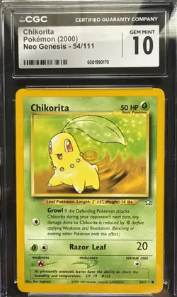 Pair Pokemon TCG Chikorita 54/111 & Bayleef 29/111 Neo Genesis CGC Graded - Image 2