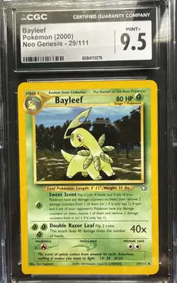 Pair Pokemon TCG Chikorita 54/111 & Bayleef 29/111 Neo Genesis CGC Graded - Image 3