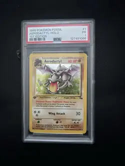 1999 Pokemon Fossil Aerodactyl Holo 1st Edition PSA 1 PR WOTC - Image 1
