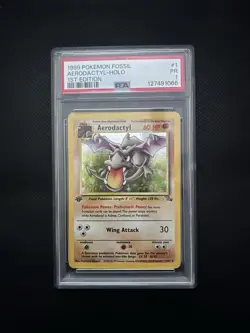 1999 Pokemon Fossil Aerodactyl Holo 1st Edition PSA 1 PR WOTC - Image 2