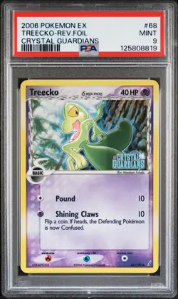 2006 POKEMON EX CRYSTAL GUARDIANS #68 TREECKO-REVERSE FOIL PSA 9 - Image 1