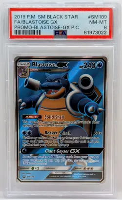Pokemon SM Black Star BLASTOISE GX Promo Full Art SM189 PSA 8 ⭐ NM-MT - Image 1