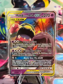 Pokemon TCG Muk & Alolan Muk GX 61/214 Ultra Rare Holo - SM Unbroken Bonds - NM - Image 1