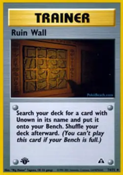 Pokemon - Ruin Wall - 74/75 - Uncommon - 1st Edition - Neo Discovery - LP - Image 1
