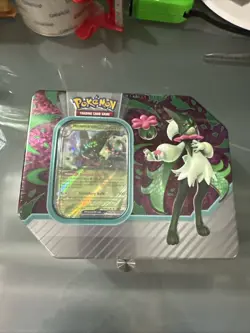 Pokemon TCG Paldea Partners Tin Meowscarada EX Sealed Contains 5 Booster Packs - Image 1