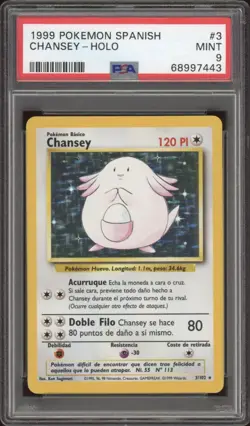 1999 Pokemon SPANISH Unlimited Base Set Chansey Holo 3/102 PSA 9 MINT - Image 1